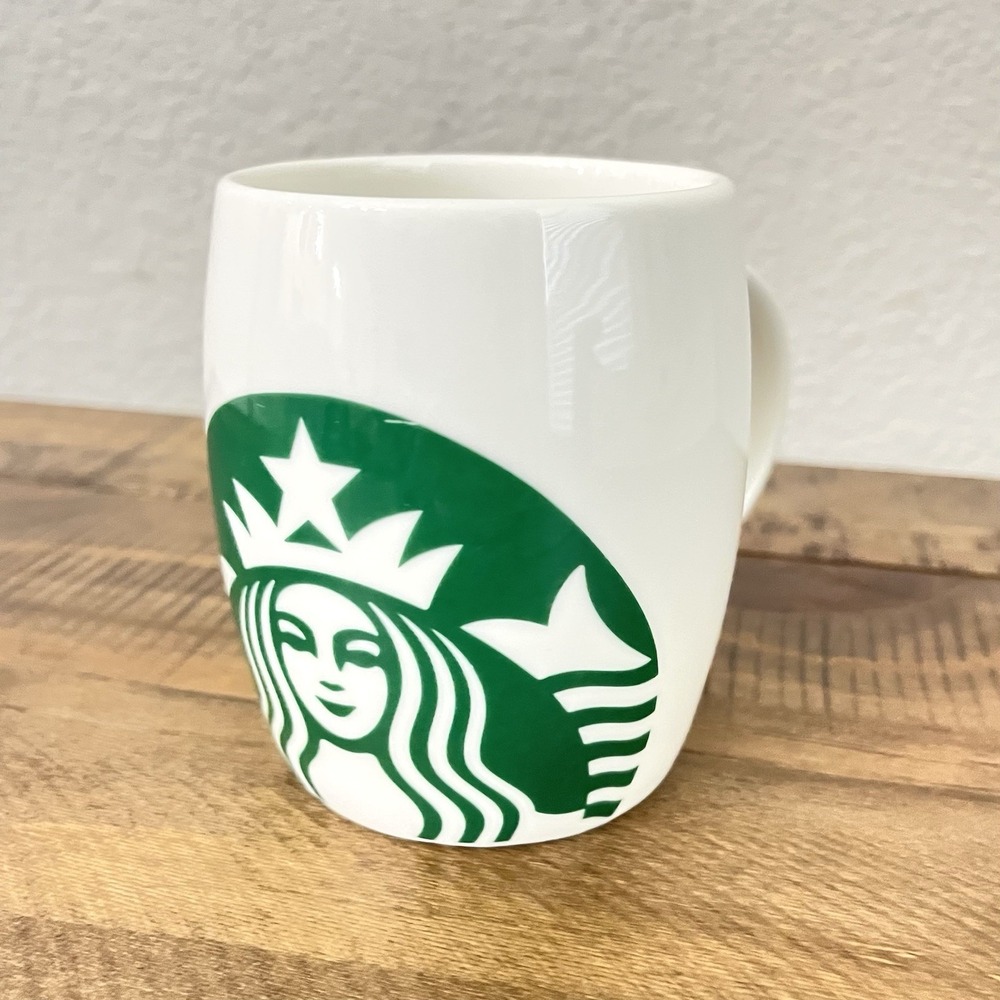 Starbucks Coffee‎ Green Siren Mermaid Iconic Logo Barrel Mug 14oz 2010 Ceramic